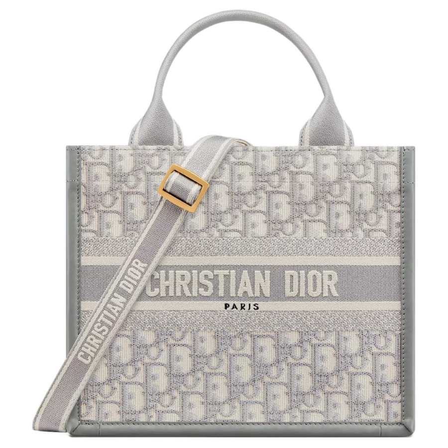 DIOR BookTote Cow Leather Handbag, Shoulder Bag Small Women's Gray