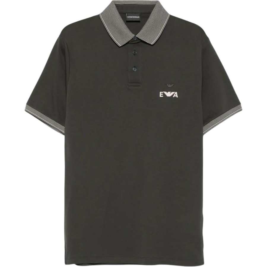 Emporio Armani eagle-logo striped-collar polo shirt