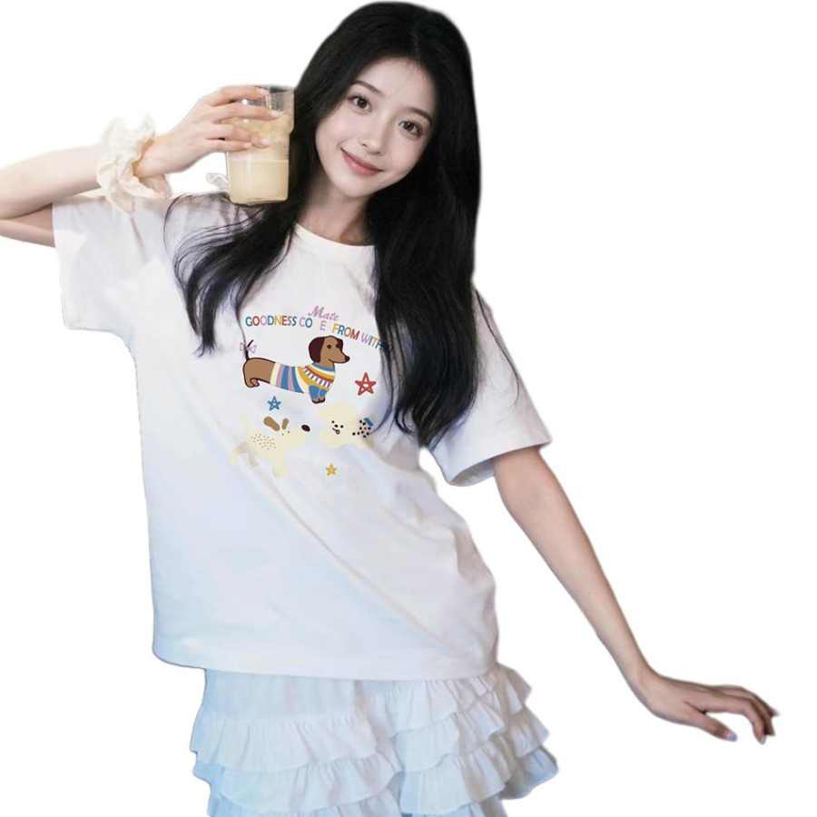Tonlion T Shirts Women's Crew Neck Moderate Straight Fit