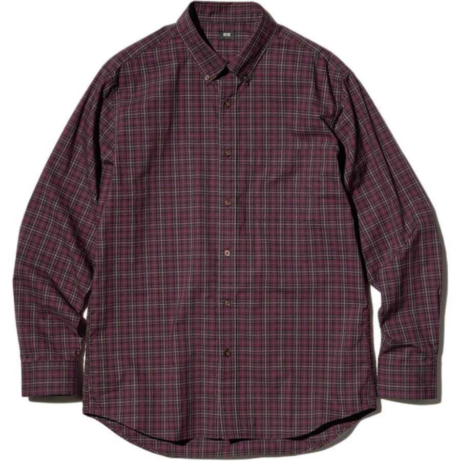 UNIQLO Shirts Unisex Burgundy Lapel Moderate