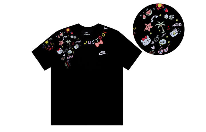 Nike Nike T Shirts Unisex Black Multicolor Graffiti Crew Neck Moderate Straight Fit