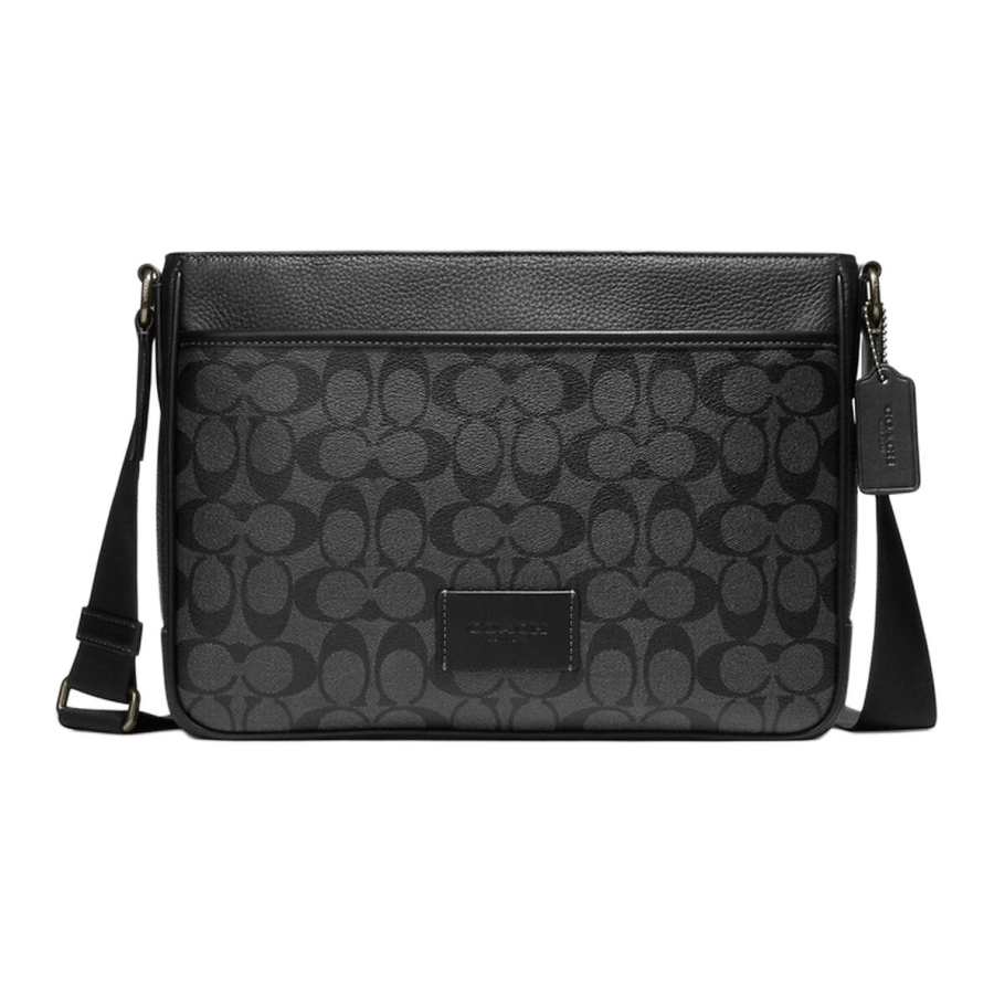 COACH DISTRICT PVC Shoulder Bag, Crossbody Bag Large Men's Black