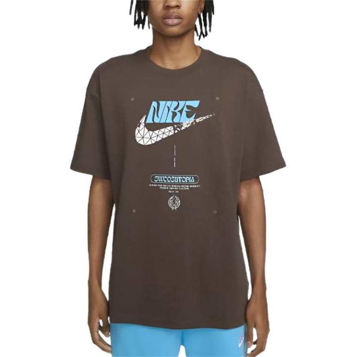 Nike Nike T Shirts Men's Brown Crew Neck Moderate Straight Fit