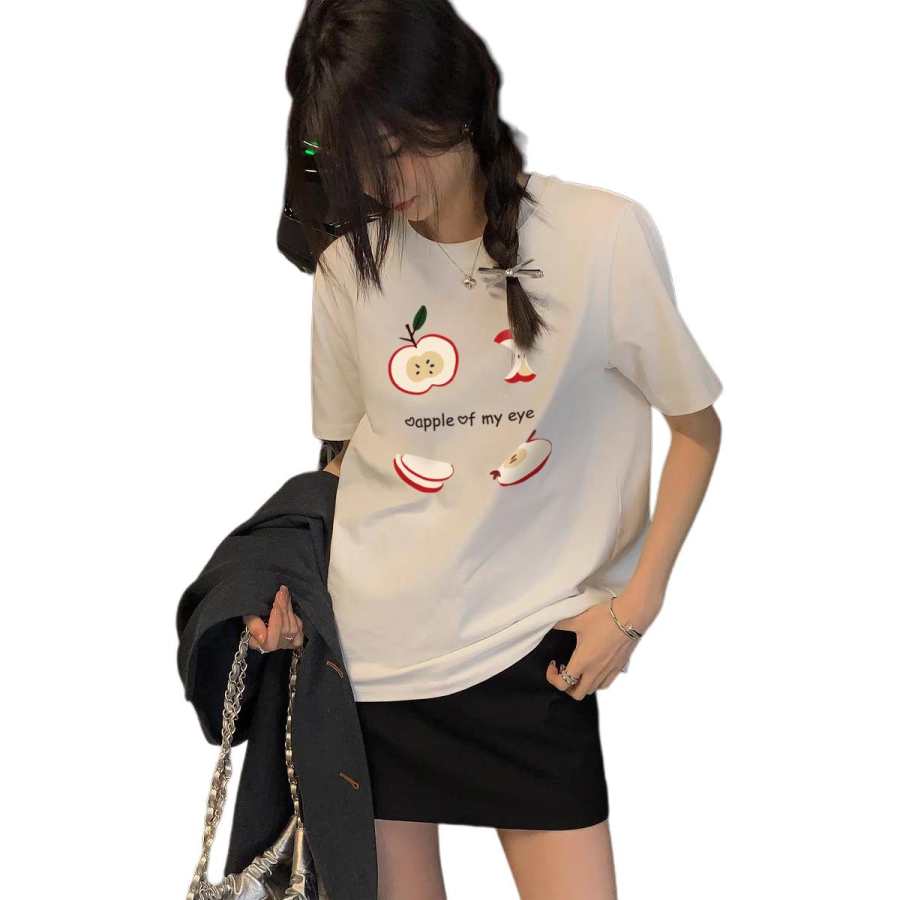 Tonlion T Shirts Women's Crew Neck Moderate Straight Fit