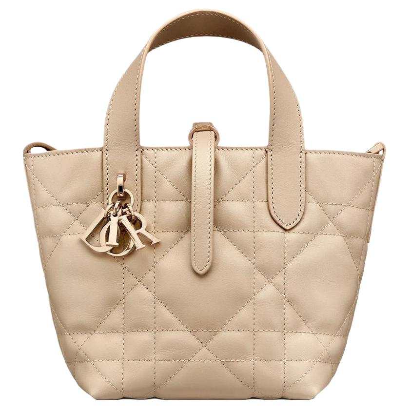 DIOR Toujours Calfskin Handbag Women's Pink Beige