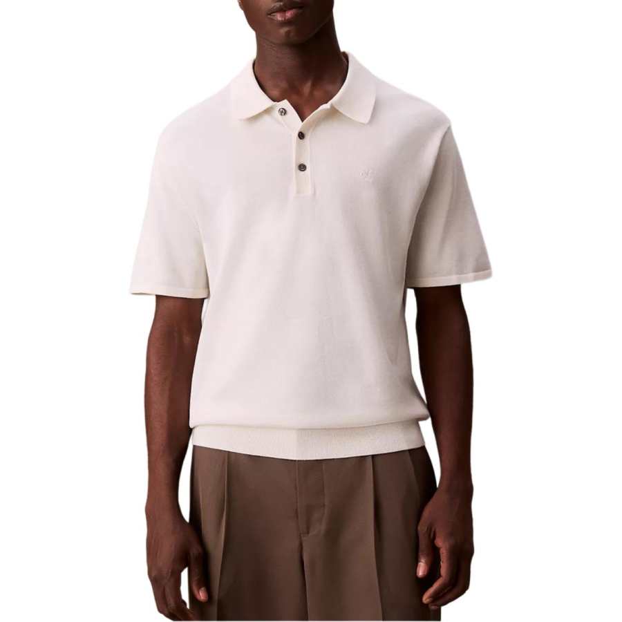 Calvin Klein Polo Shirts Men's White Lapel Moderate Straight Fit