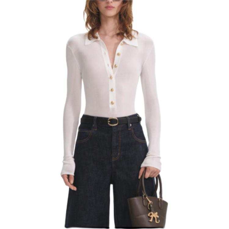 Self-portrait Self Portrait Knitwear Women's White Lapel Moderate Cardigan