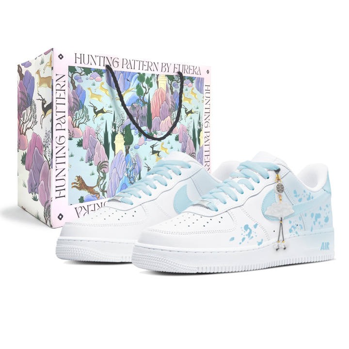 Nike Nike Air Force 1 Abrasion Resistant Low top Skateboard Shoes Women's Blue White