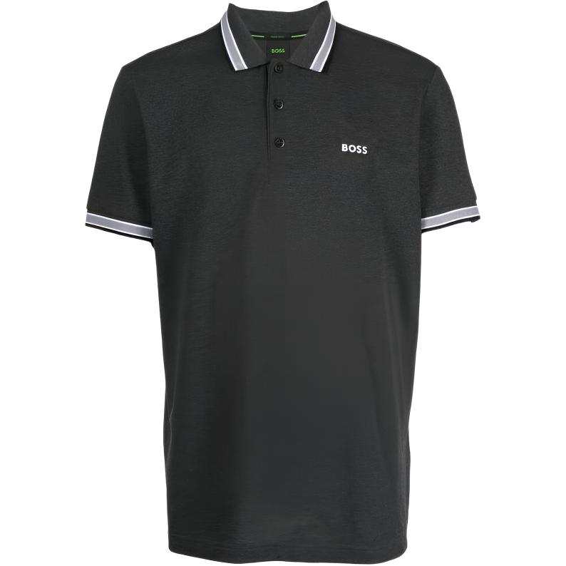 HUGO BOSS Polo Shirts Men's Charcoal Black Polo Collar Moderate Straight Fit