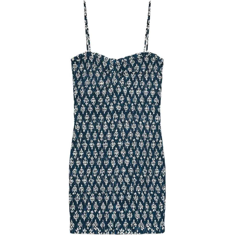ZARA Slip Dresses Women's Blue/White Moderate Midi Dress