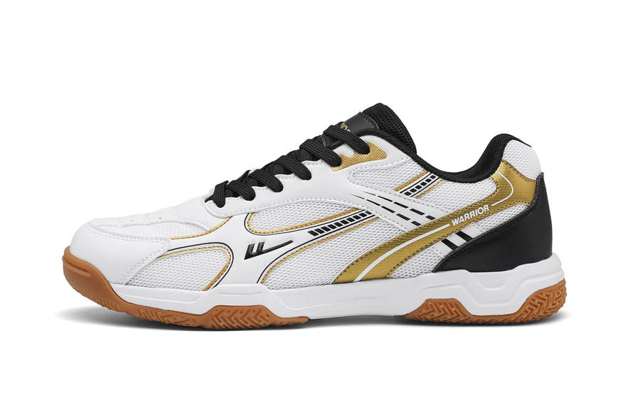 Warrior Cushioning, Wear Resistant Low top Badminton Shoes Men's White Black Gold