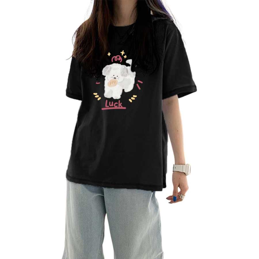 Tonlion T Shirts Women's Crew Neck Moderate Straight Fit