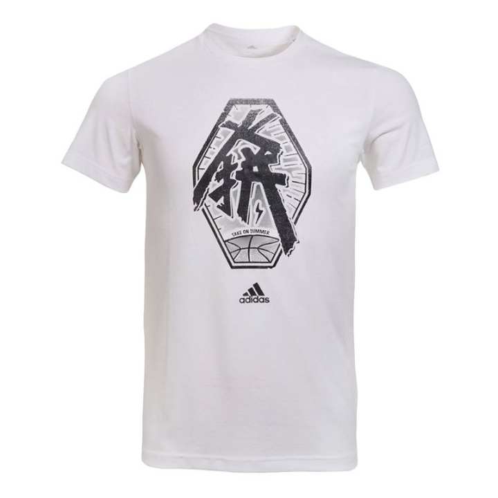 Adidas Adidas T Shirts Men's White/Black Crew Neck Moderate