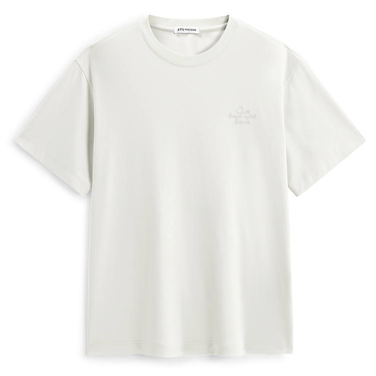 PEACEBIRD MEN American Embroidery Casual White Crew Neck Short Sleeved T Shirts Men's
