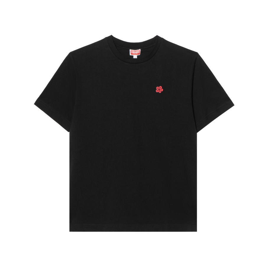 KENZO Solid Color Letter Logo Crew Neck Slim Fit Short Sleeved SS24 T Shirt Men's Black