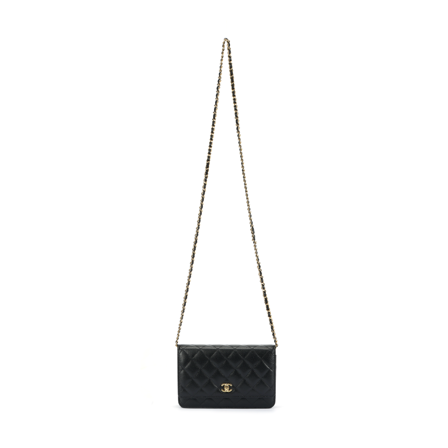 CHANEL WOC Calfskin Shoulder Bag, Crossbody Bag Women's Black