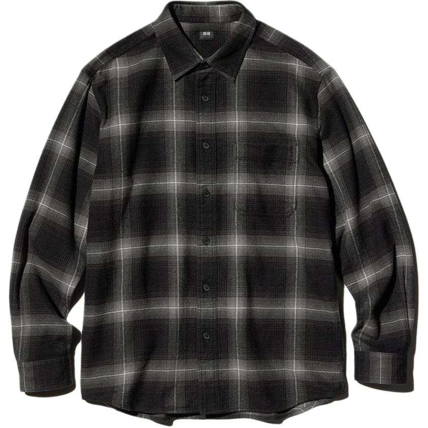 UNIQLO Shirts Unisex Black Lapel Moderate