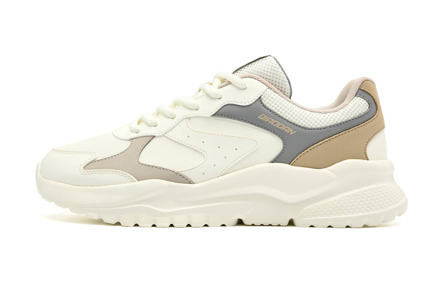 QIAODAN Millennial Generation Height Increasing Abrasion Resistant Slip Resistant Low top Casual Shoes Men's White Gray