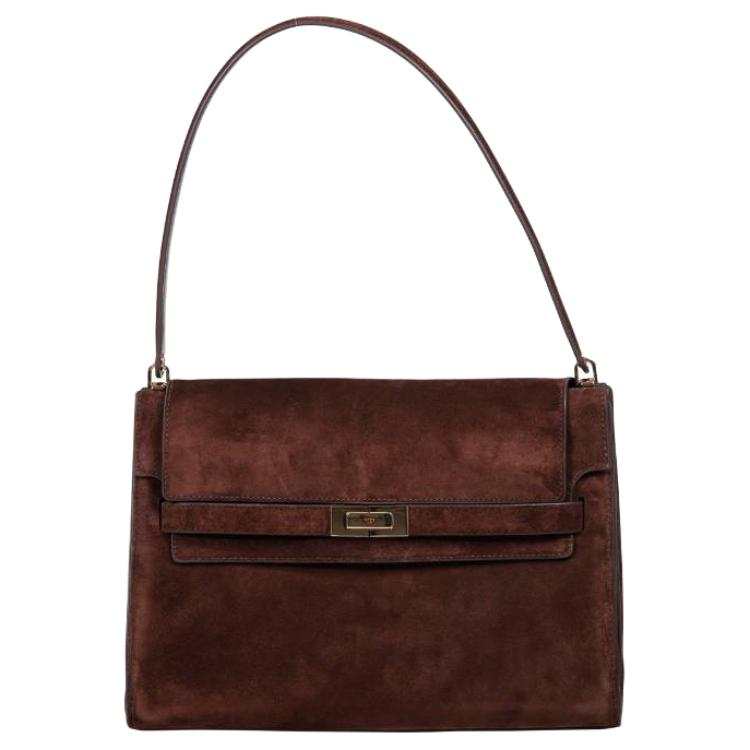 TORY BURCH Lee Radziwill Cow Split Leather Shoulder Bag Large Women's Dark Cocoa