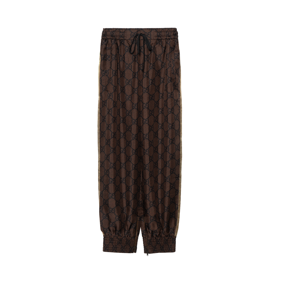 GUCCI Gg Supreme Print Silk Pant 'Brown/Black'
