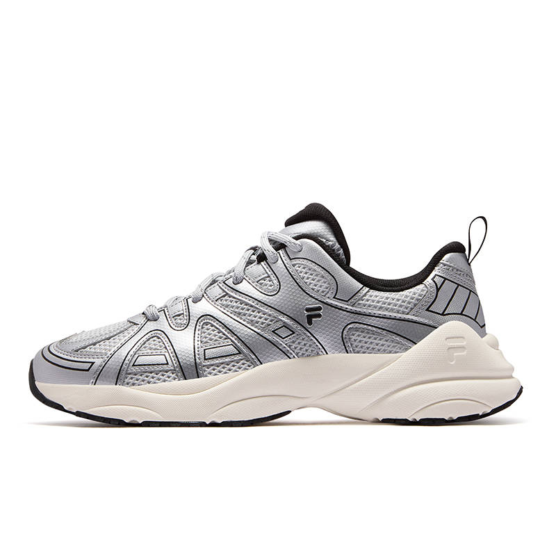 FILA FUSION PATH Track Shoes Abrasion Resistant Height Increasing Low top Chunky Sneakers Men's Space Silver Black