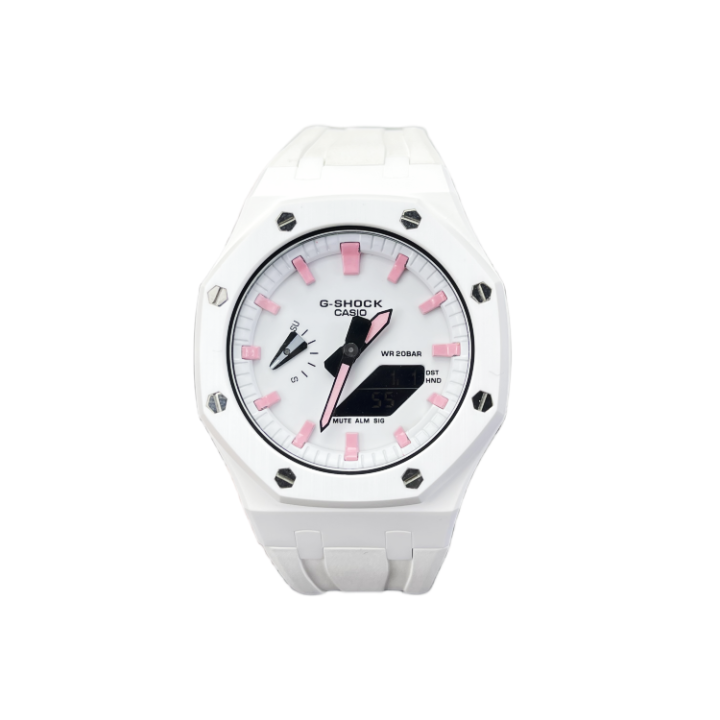 CASIO CASIO Custom Collection Quartz Movement Fluoroelastomer Strap Watch Unisex White Dial
