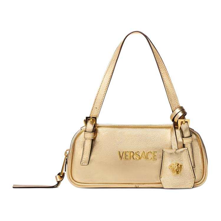 VERSACE Sheepskin Bowling Bag, Handbag, Shoulder Bag Mini Women's Gold