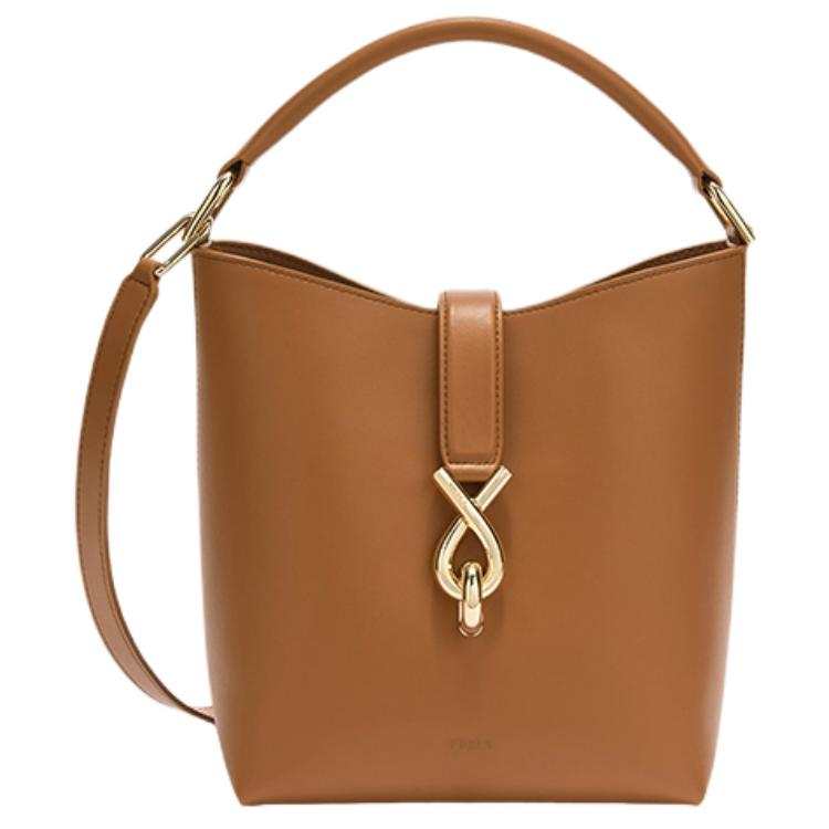 Furla Cow Leather Bucket Bag, Shoulder Bag, Crossbody Bag, Handbag Small Women's Brown