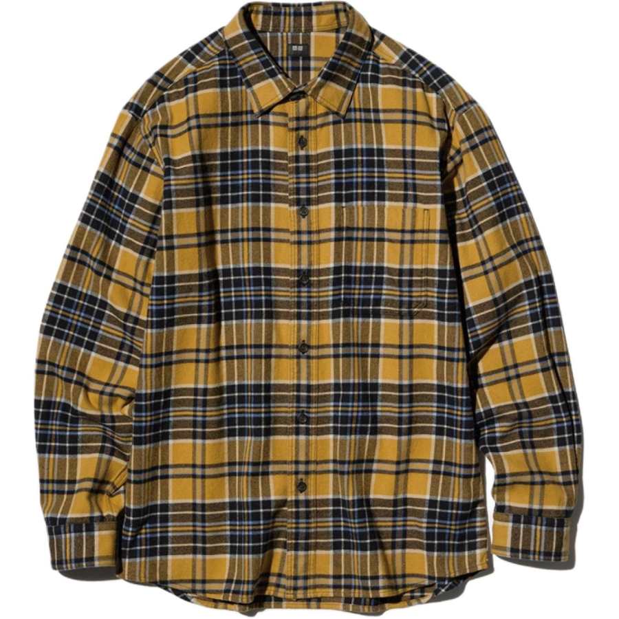 UNIQLO Shirts Unisex Lemon Yellow Lapel Moderate