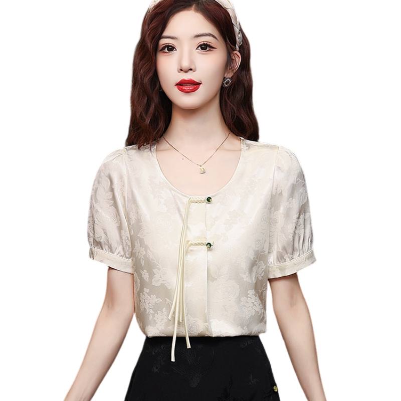 SIXUSICHOU Shirts Women's Apricot Crew Neck Moderate Other