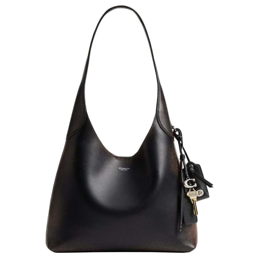 COACH Brooklyn Cow Leather Hobo Bag Shoulder Bag Small Women's Black & Brown