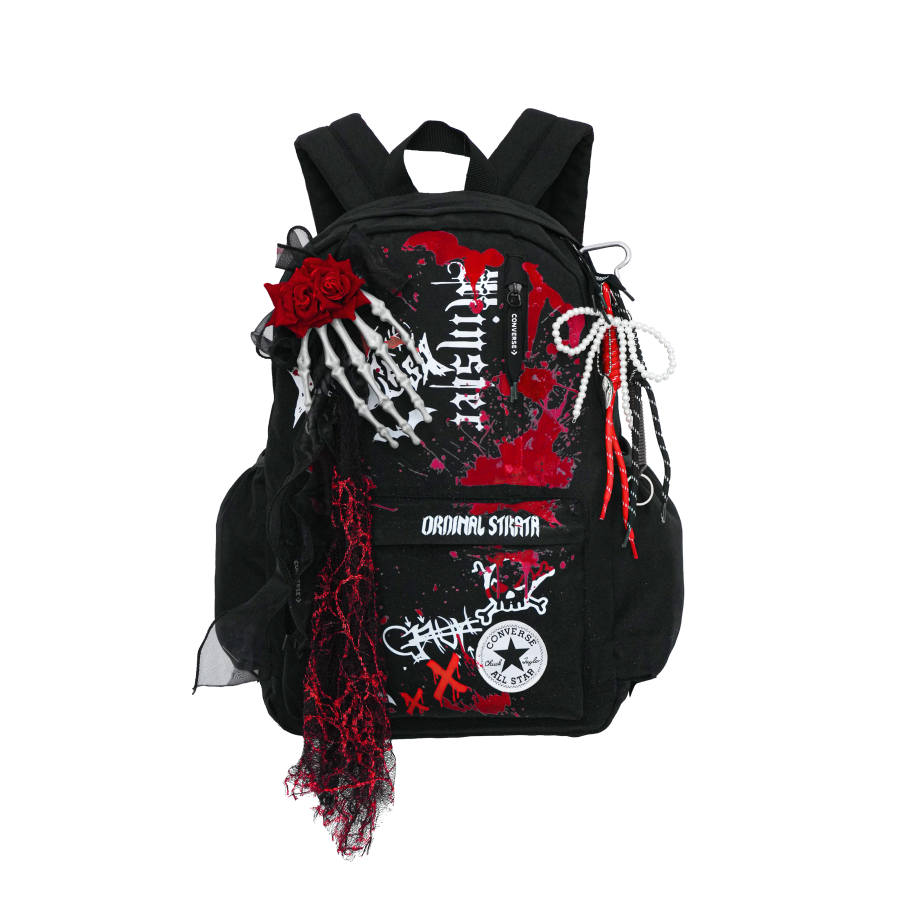 Converse Converse Polyester Abyss Rose, Footprint Innovation Backpack Medium Unisex Red Black