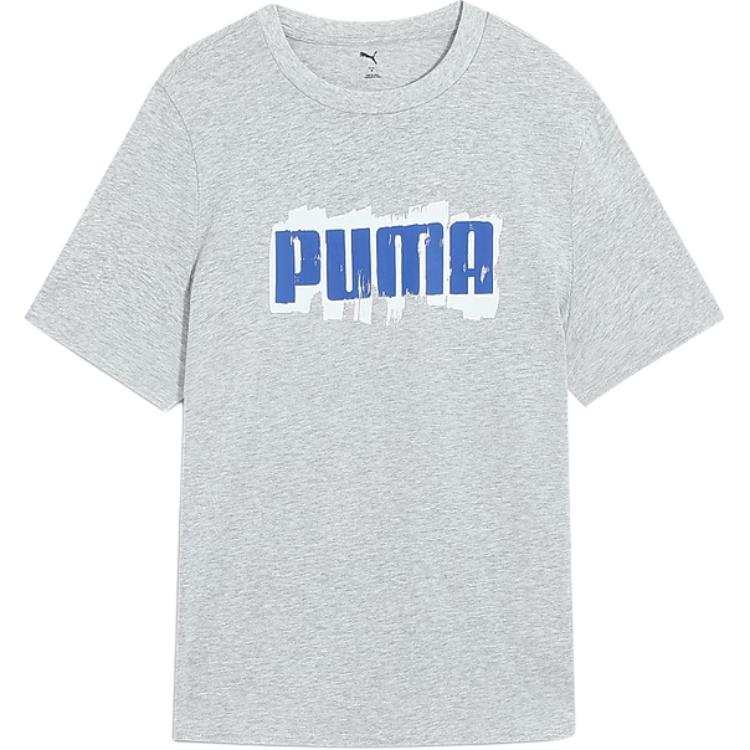 PUMA T Shirts Men's Gray Crew Neck Moderate