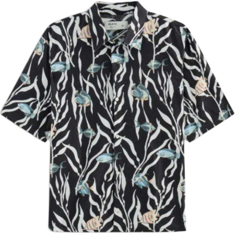Hollister/ Shirts Unisex Black Print Lapel Moderate