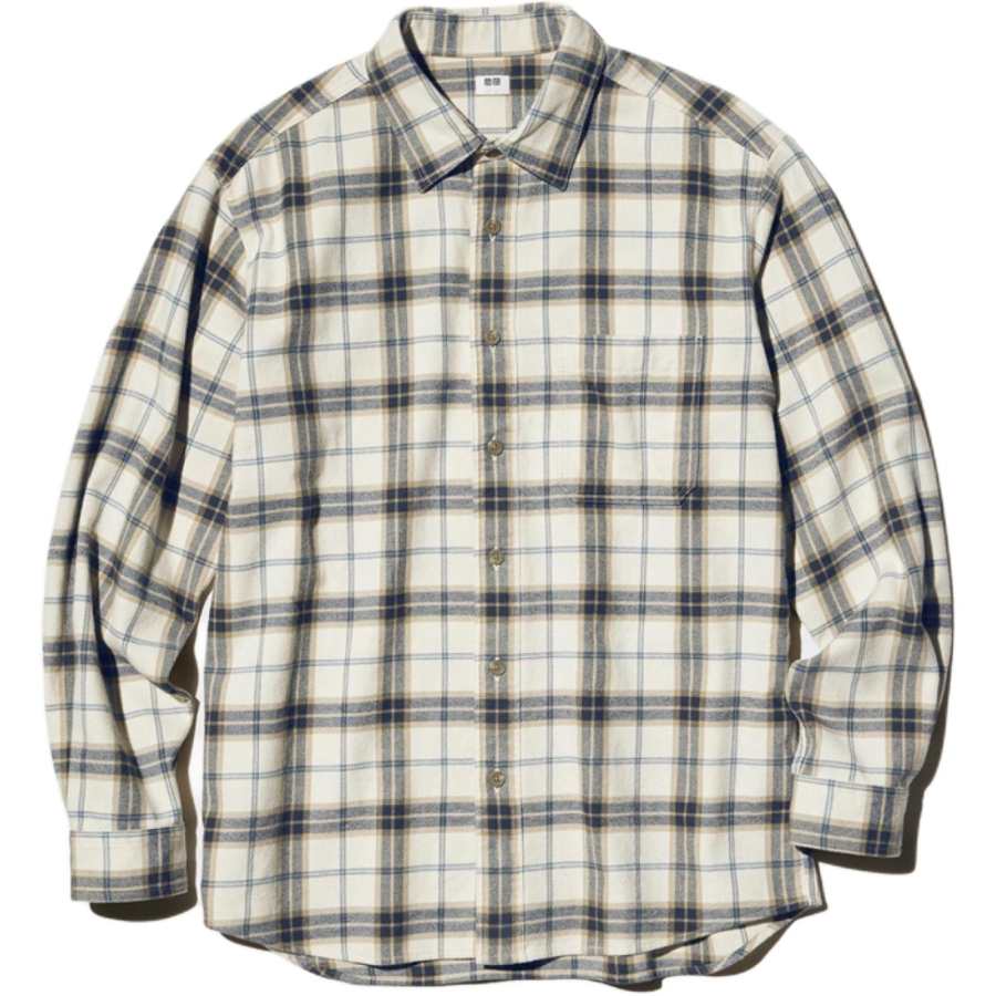 UNIQLO Shirts Unisex Light Beige Lapel Moderate