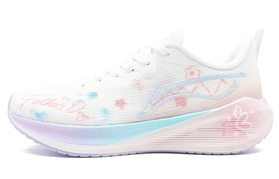 Li-Ning Li Ning Wuyue Cushioning Slip Resistant Low top Casual Marathon Training Running Shoes Women's Pink White