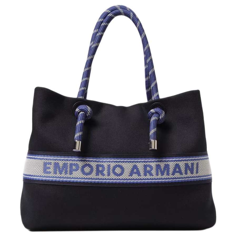 EMPORIO ARMANI Cotton Shoulder Bag Unisex Black