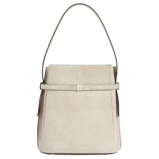 TOTEME Cow Leather Bucket Bag Handbag Women's Gray White