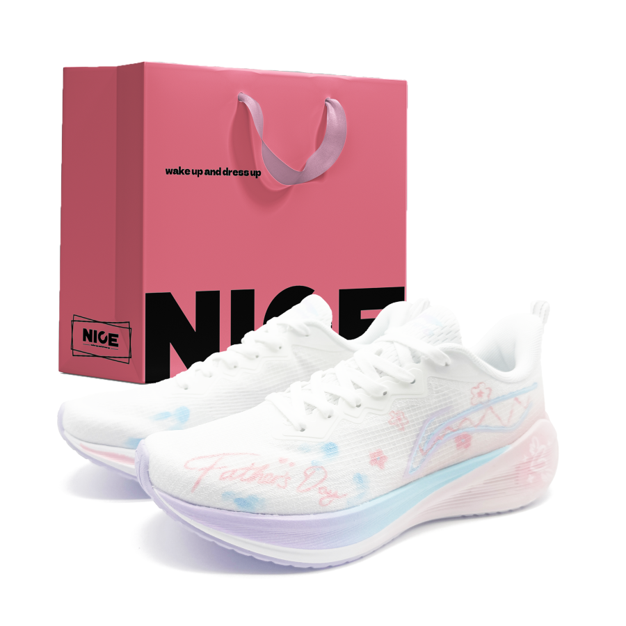 Li-Ning Li Ning Wuyue Cushioning Slip Resistant Low top Casual Marathon Training Running Shoes Women's Pink White