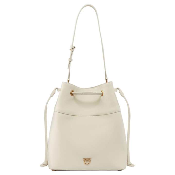 PINKO PINKO Cow Leather Bucket Bag, Shoulder Bag Large Women's Ecru