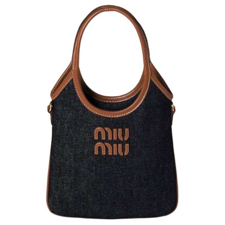 MIU MIU Ivy Cotton Shoulder Bag, Crossbody Bag, Handbag Small Women's Denim Blue