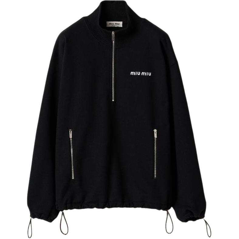 MIU MIU Sweatshirts Women's Black Stand Collar Moderate
