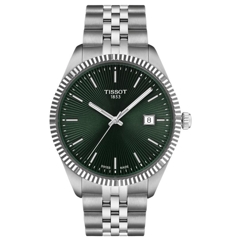TISSOT Halo Collection Quartz Movement 100m Waterproof Unisex Watch 40mm Green Dial Stainless Steel Watchband