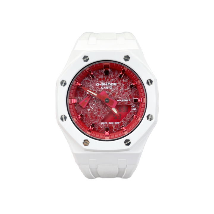 CASIO CASIO Custom Collection Quartz Movement Fluoroelastomer Strap Watch Unisex Red Watch Dial