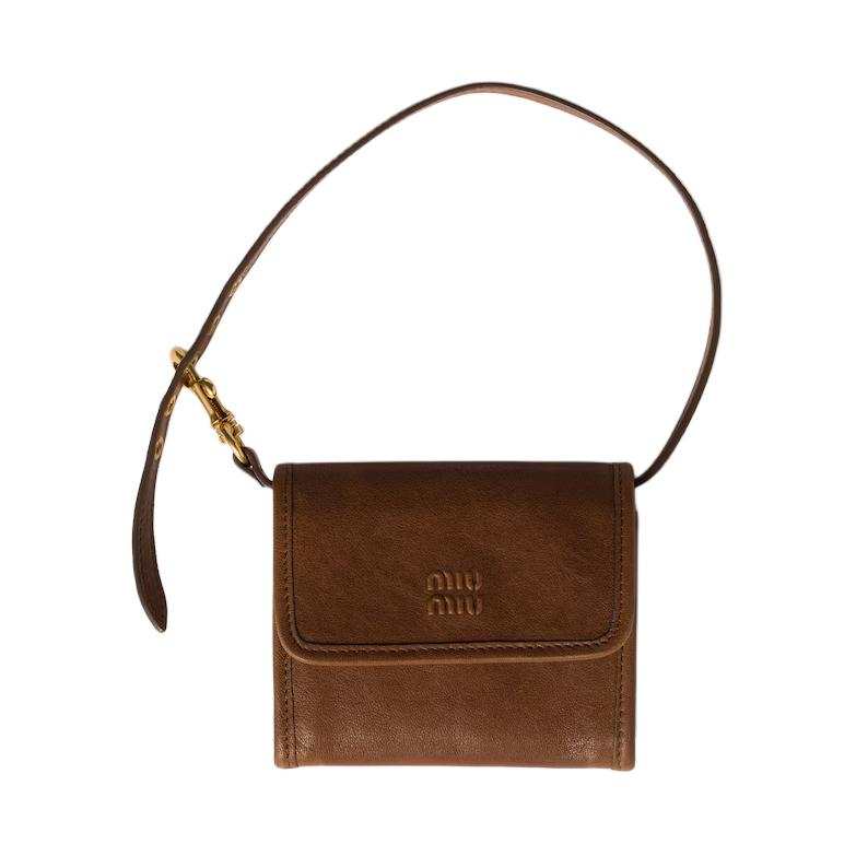 MIU MIU Nappa Leather Shoulder Bag, Crossbody Bag, Wallet Women's Brown