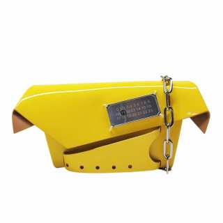 Maison Margiela Patent Leather, Chain Shoulder Bag, Crossbody Bag Women's Yellow