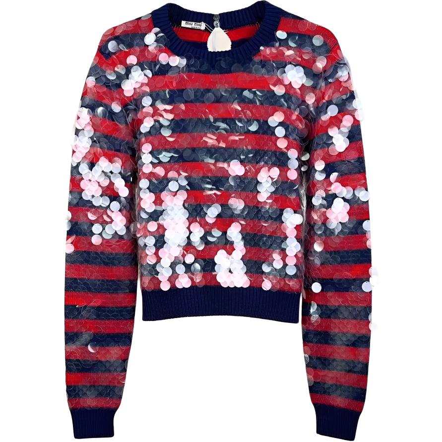 MIU MIU Sweaters Women's Blue Crew Neck Moderate Straight Fit