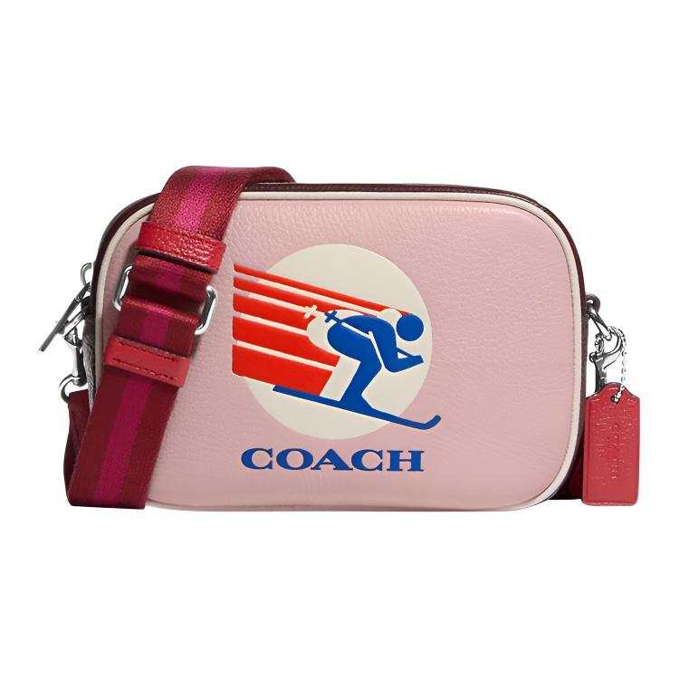 COACH Jamie Refined Pebbled Leather Camera Bag, Shoulder Bag, Crossbody Bag Mini Women's Pink
