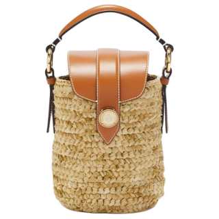 ERMANNO SCERVINO Raffia One Shoulder Crossbody Bucket Bag Handbag Mini Women's Brown