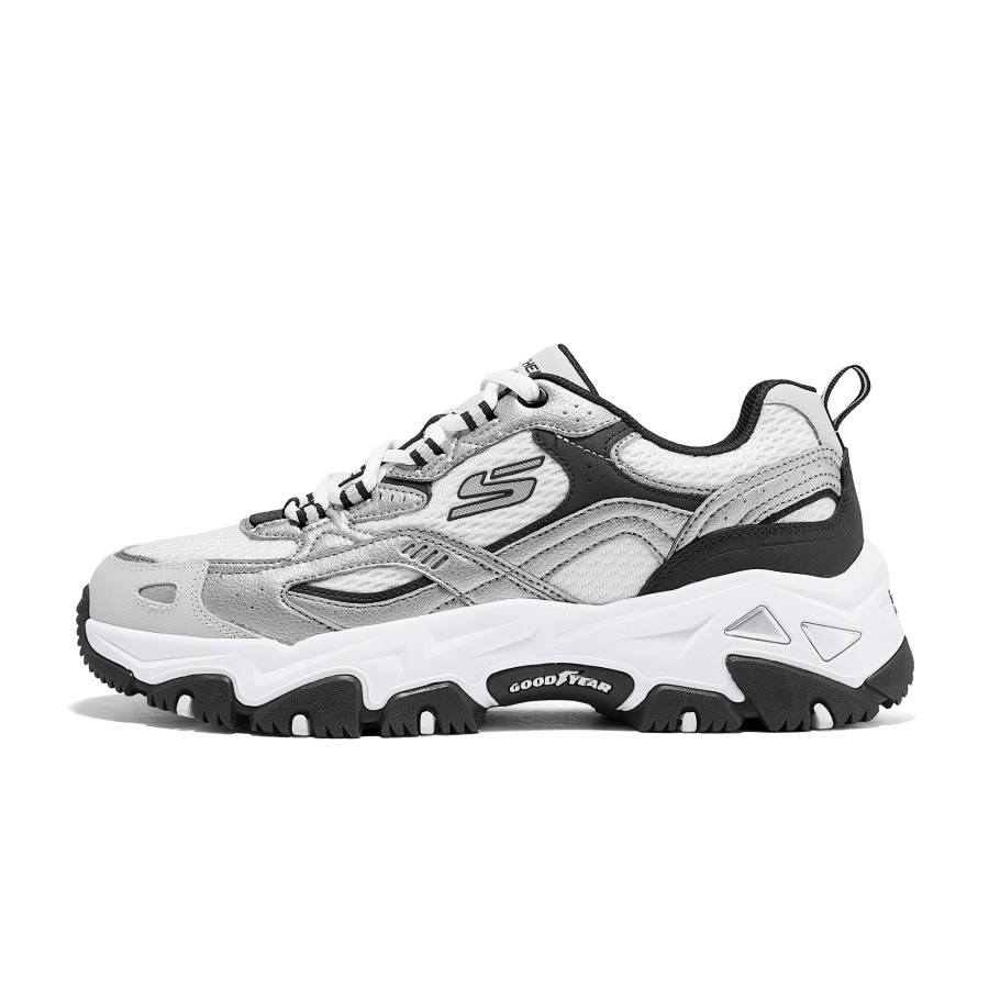 Skechers D'LITES Hiker Abrasion Resistant Breathable Height Increasing Low top Outdoor Shoes Men's Silver Black